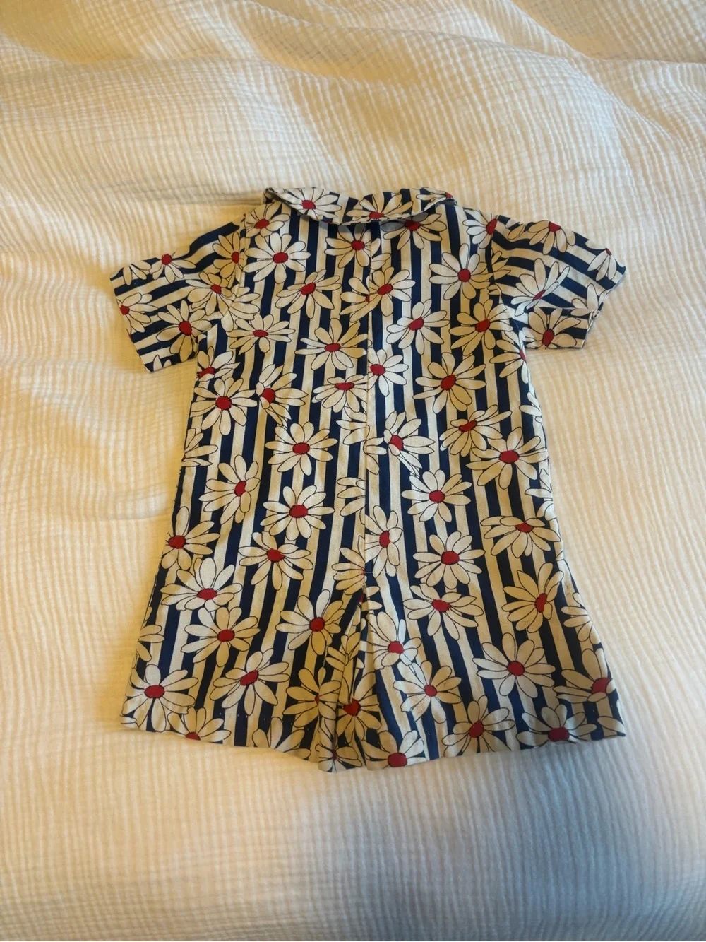 Vintage Girl Navy & White Daisy Print Romper
